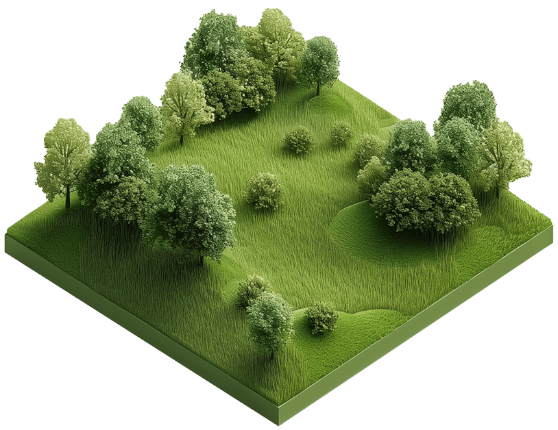 Patch of artificially generated grass.